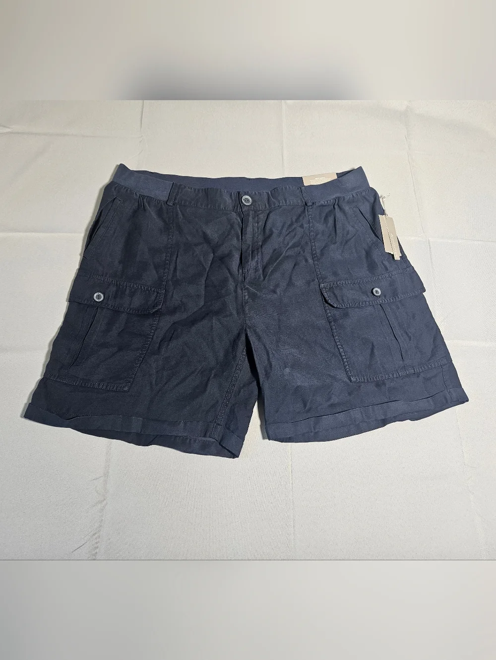 Soft Surroundings Casual Cargo Shorts Womens 2X Plus High Rise 41x7 Cuff Zip Up